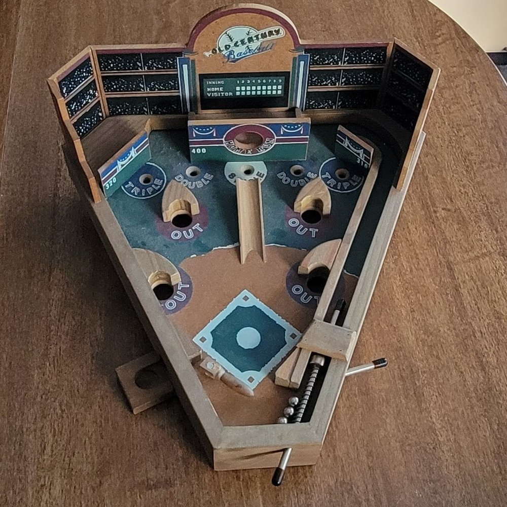 Tabletop Baseball Pinball Game Durable Wood MDF Shape Diamond Nostalgic Ballpark